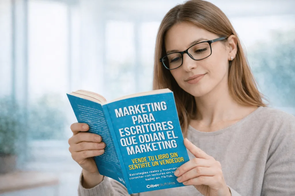 Una lectora disfruta Marketing para escritores que odian el marketing