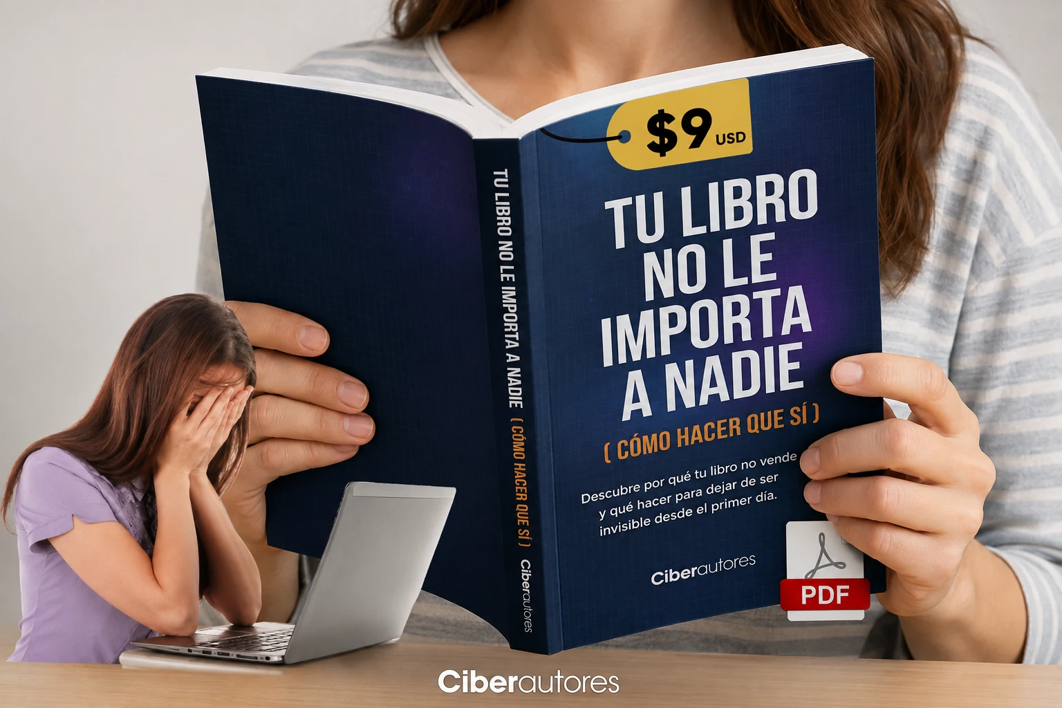Una lectora sostiene el libro Tu libro no le importa a nadie